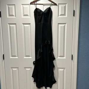 Sky to Moon Small Dip Hem Satin Black Dress - Never worn!